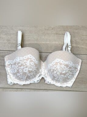 NEW VICTORIA'S SECRET DREAM ANGELS TAN WHITE LACE MESH MULTI WAY BRA SZ 38DD
